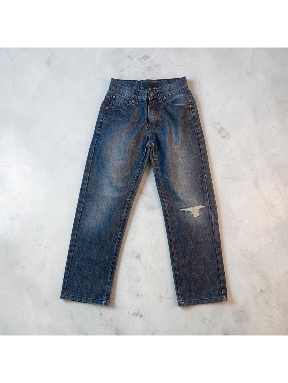 Girls size 10 Steve's Jeans Distressed Blue Denim Jeans with Front Rip Detail